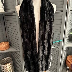 Elegant Black Faux Mink Fur Scarf